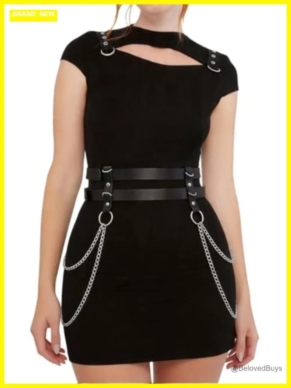 Adjustable PU Leather Double-Layer Chain Belt Women Punk Goth Waist Harness